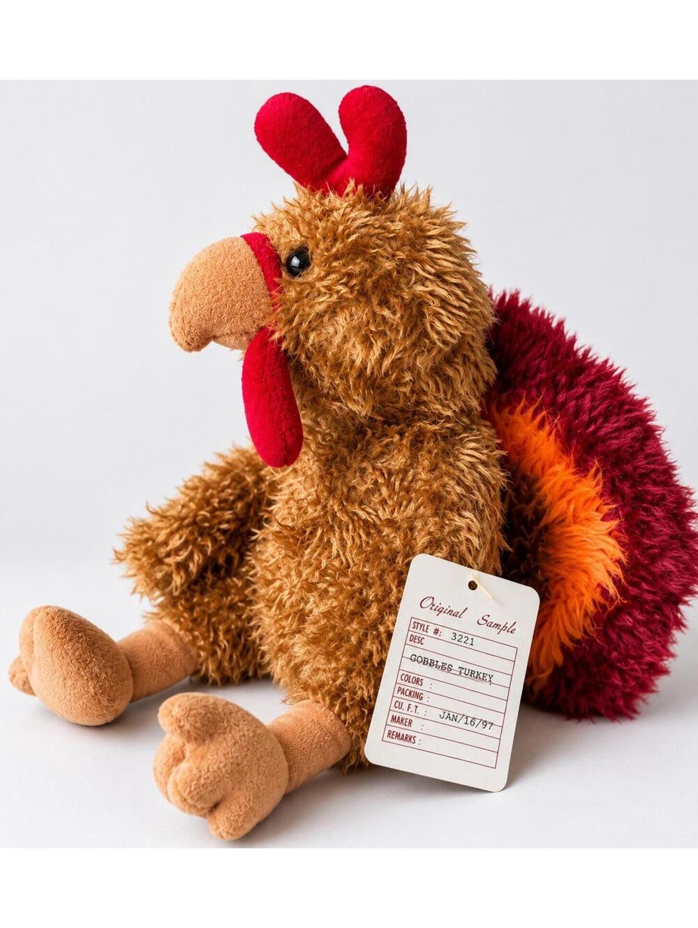 Rare Russ Original Sample Gobbles Turkey Plush NWT 1997 Prototype Collectible